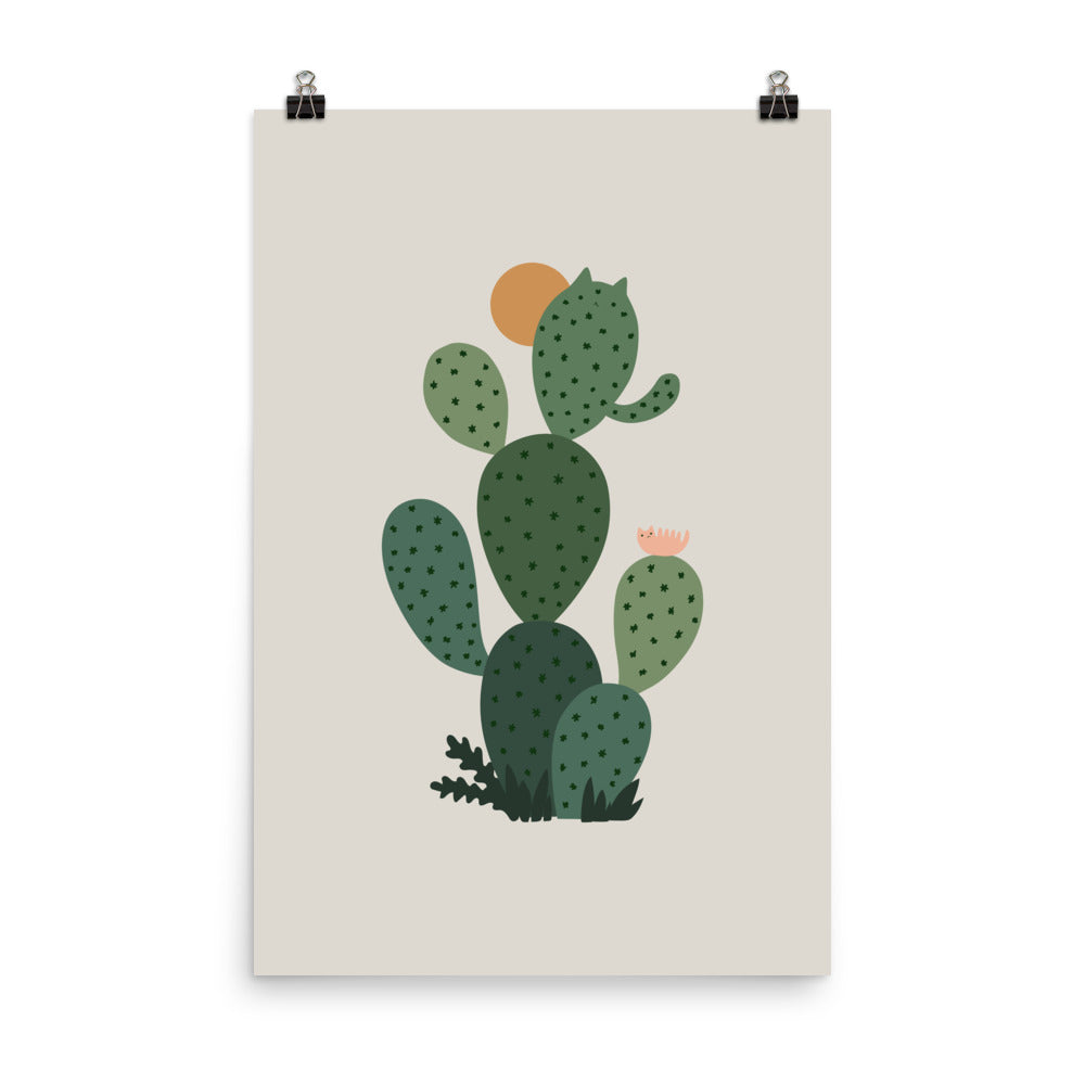 Cat and Plant 3: Cat-tus - Art print