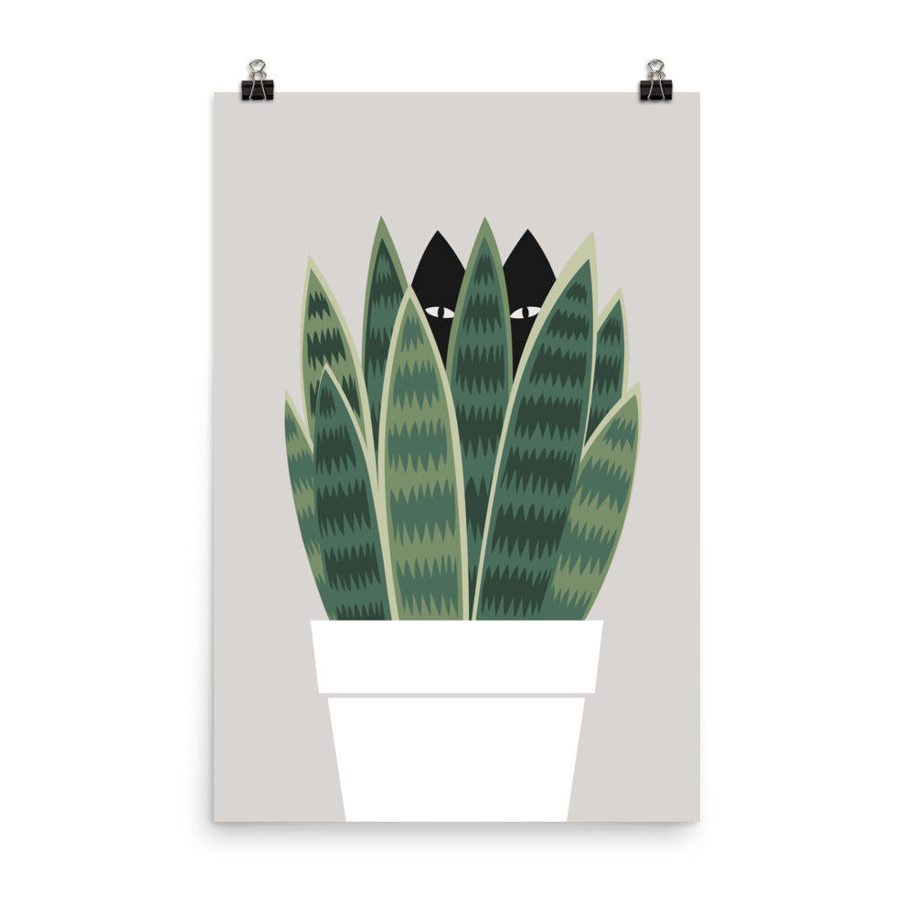Cat and Plant 22: Sneak Plant - Art print