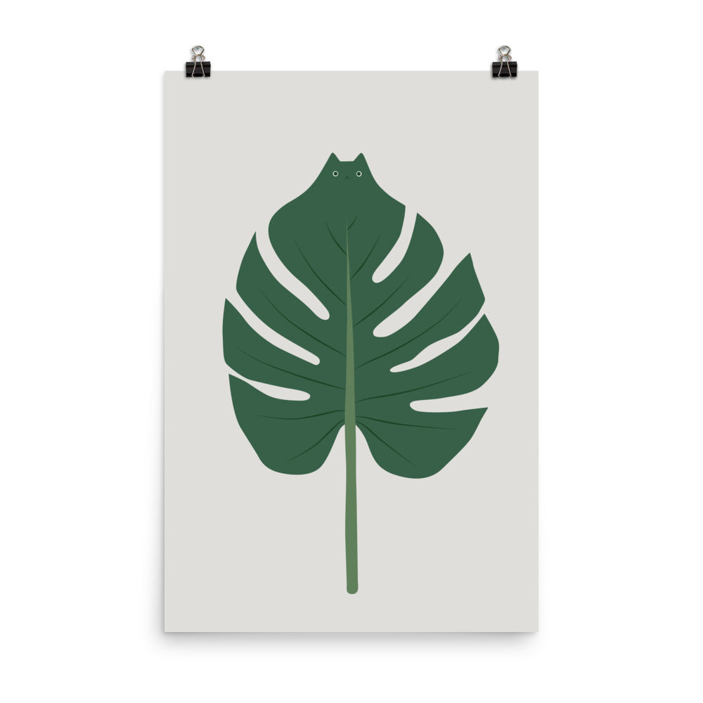 Cat and Plant 24: Meowstera Leaf - Art print