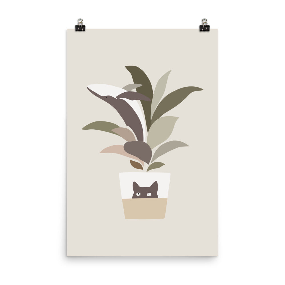 Cat and Plant 29: A leaf of Whale - Art print