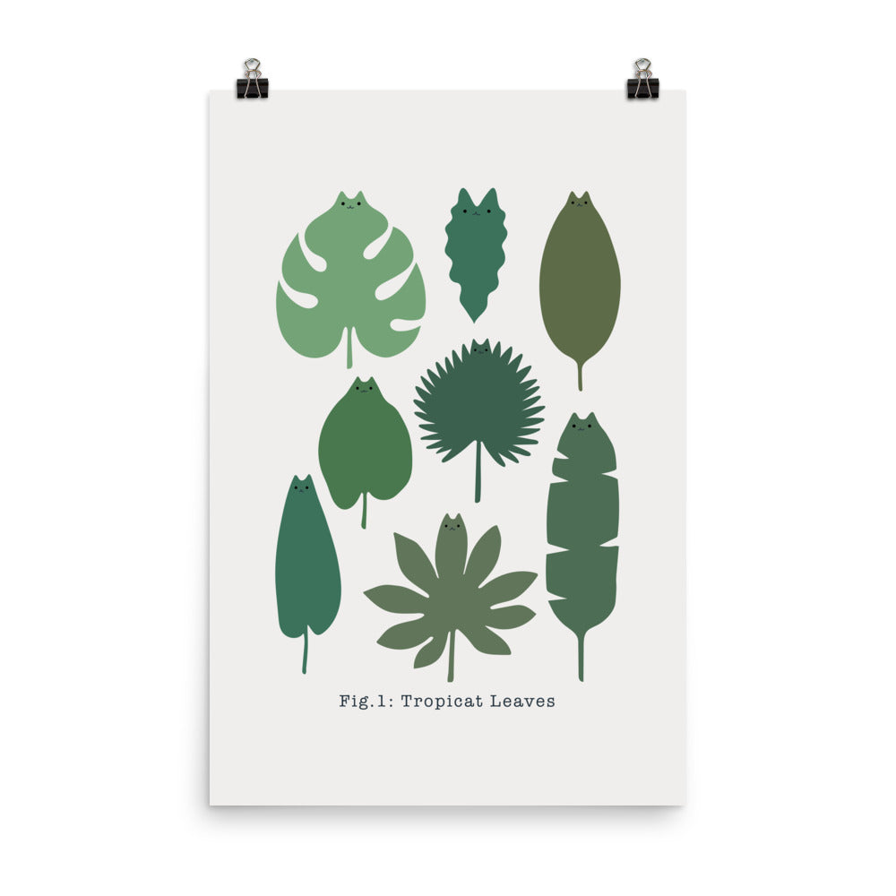 Cat and Plant 39: Tropical Leaves - Art print