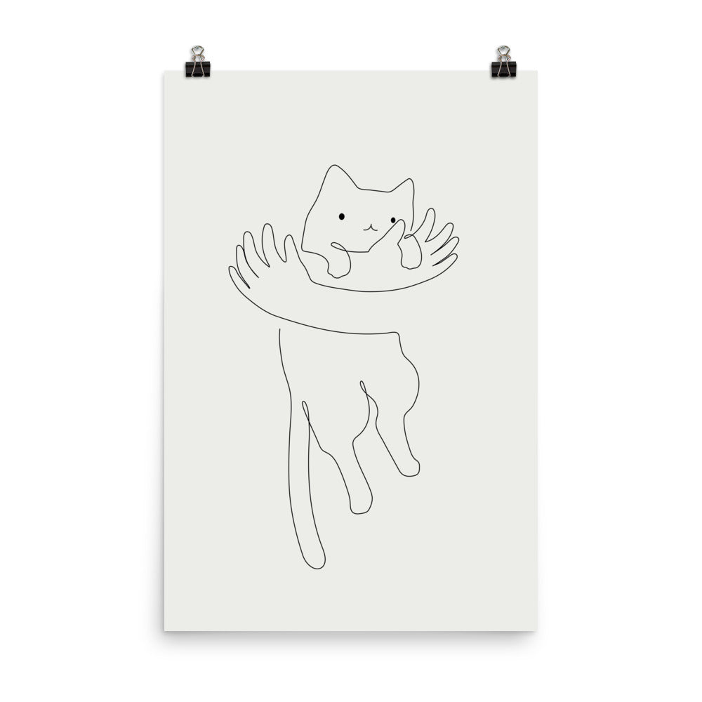 One Line Cat 2: Hug - Art print