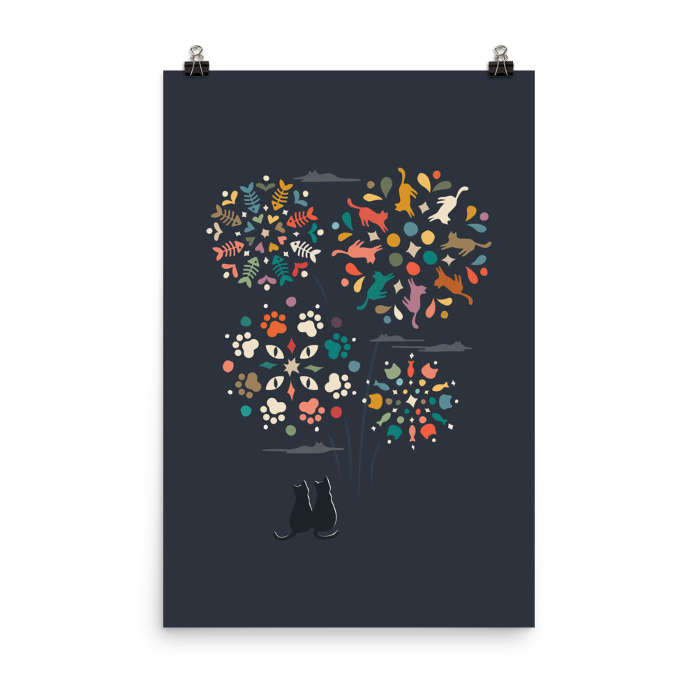 Cat Landscape 143: Fireworks - Art print