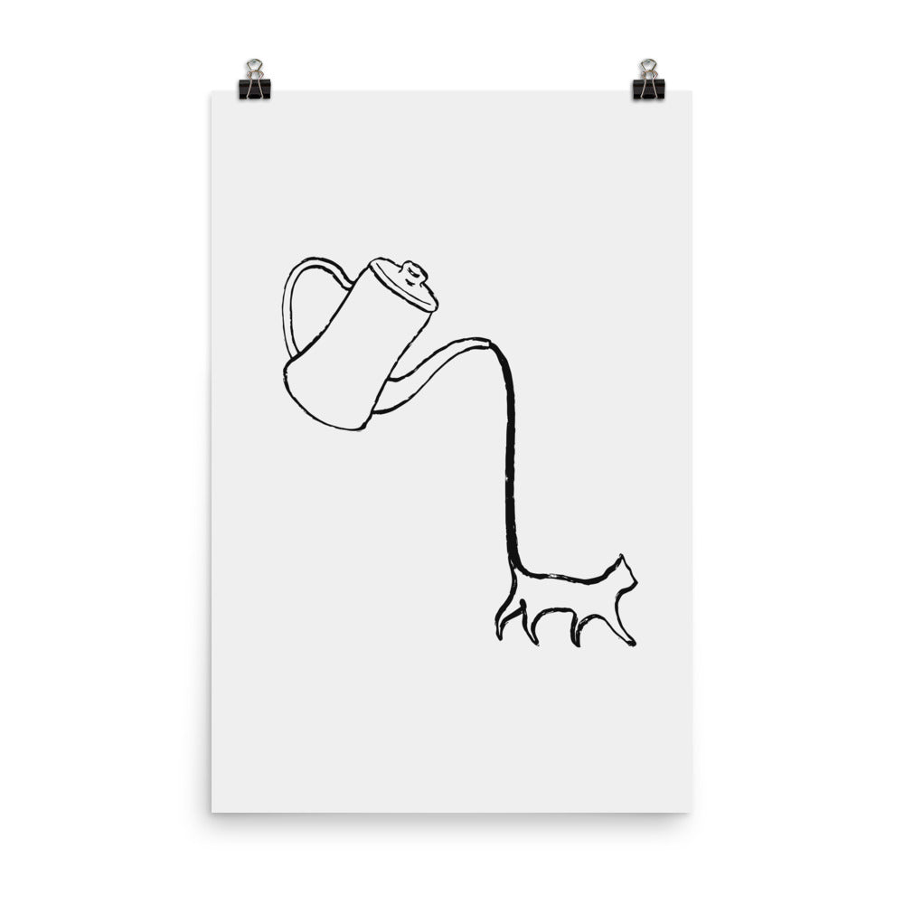 Coffee Cat 1: Long Black Tail - Art print