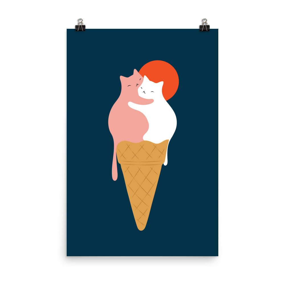 Cat Landscape 145: Strawberry & Vanilla - Art print