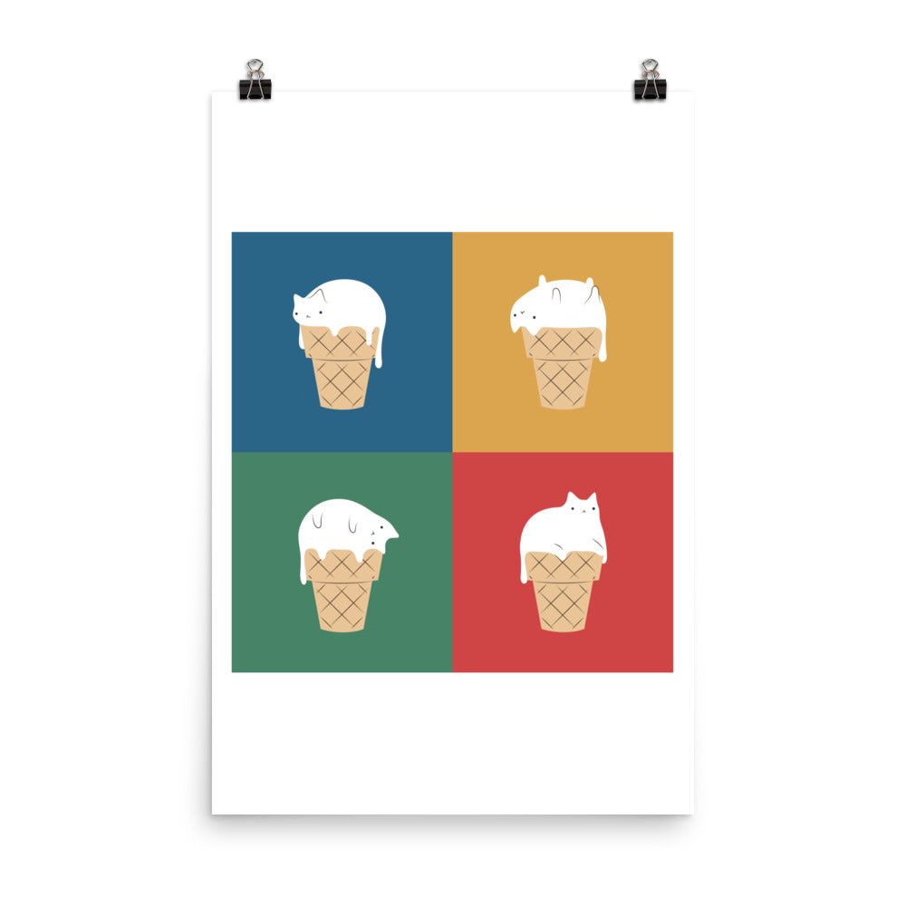Ice Cream Cat 2x2 - Art print