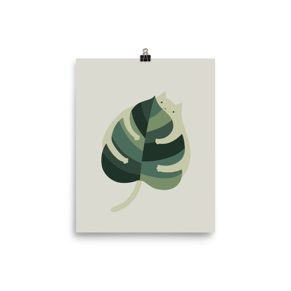 Cat and Plant 1: Monstera Cat Hug - Art print