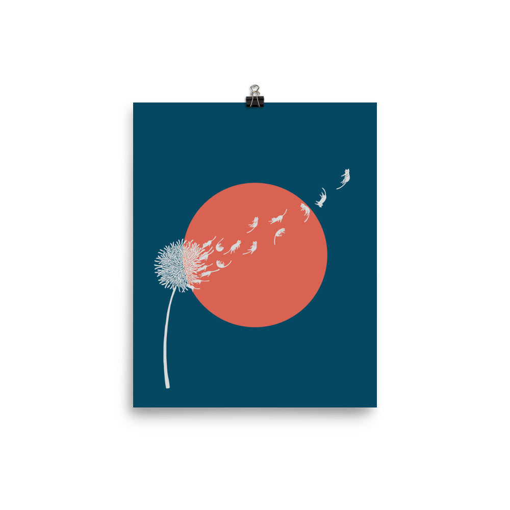 Cat and Plant 25: Dandelion - Art print