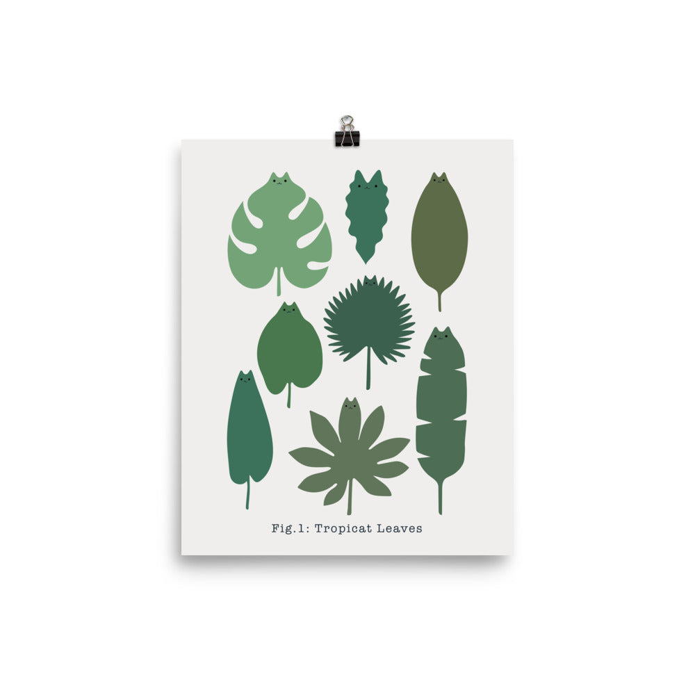 Cat and Plant 39: Tropical Leaves - Art print