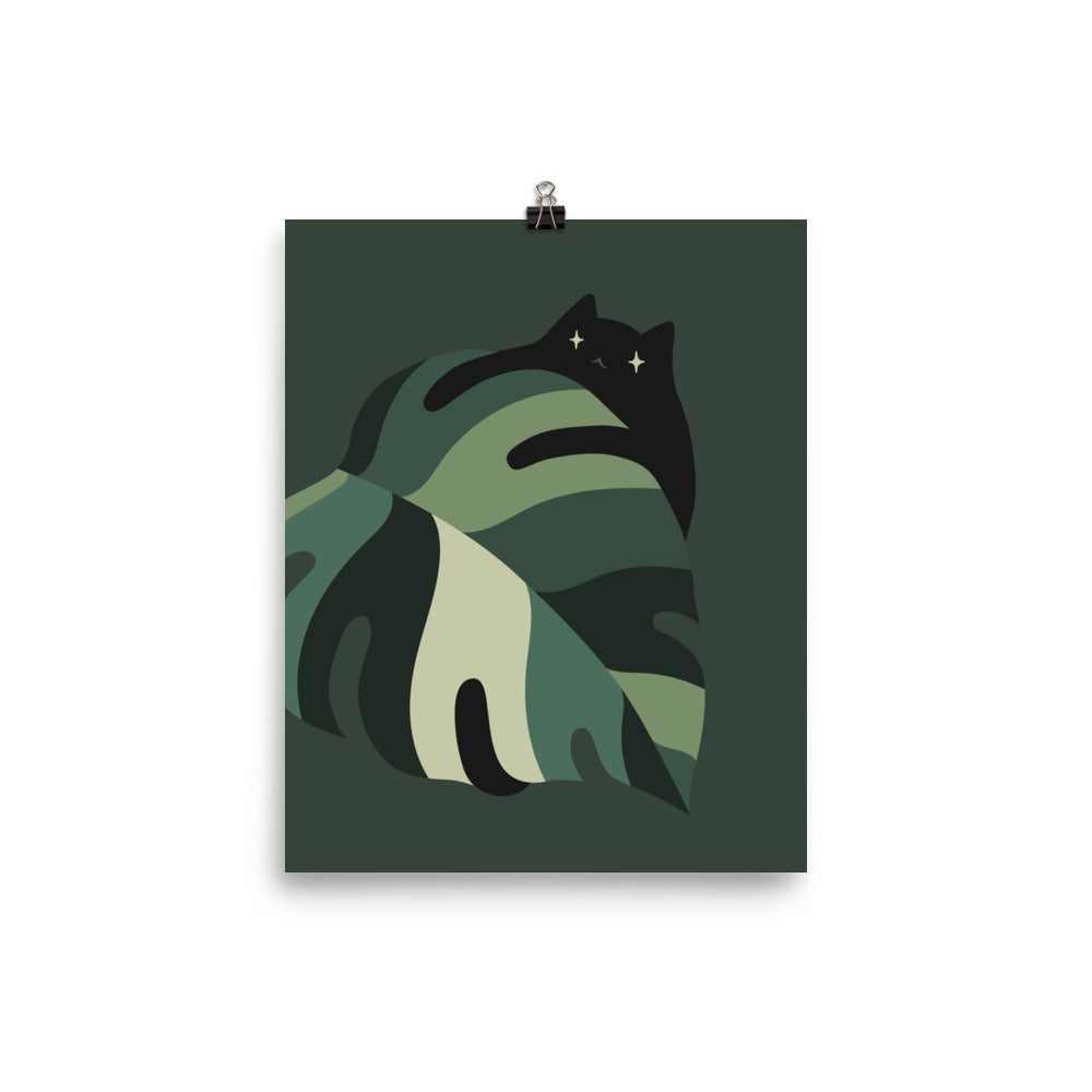 Cat and Plant 12B (Black Cat) - Art print