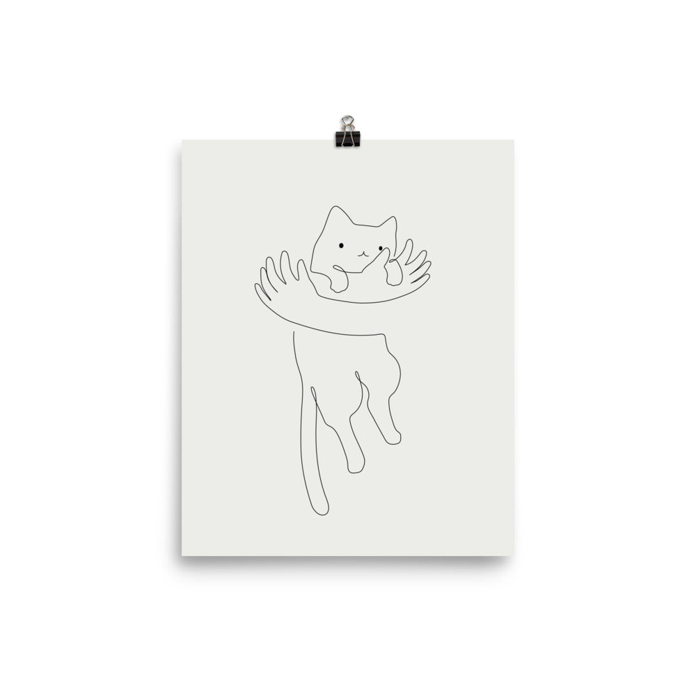 One Line Cat 2: Hug - Art print