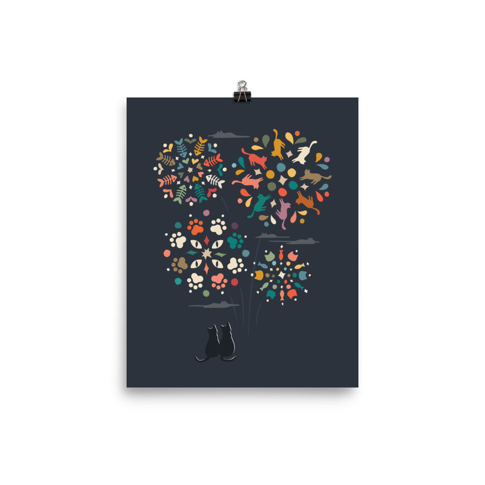 Cat Landscape 143: Fireworks - Art print