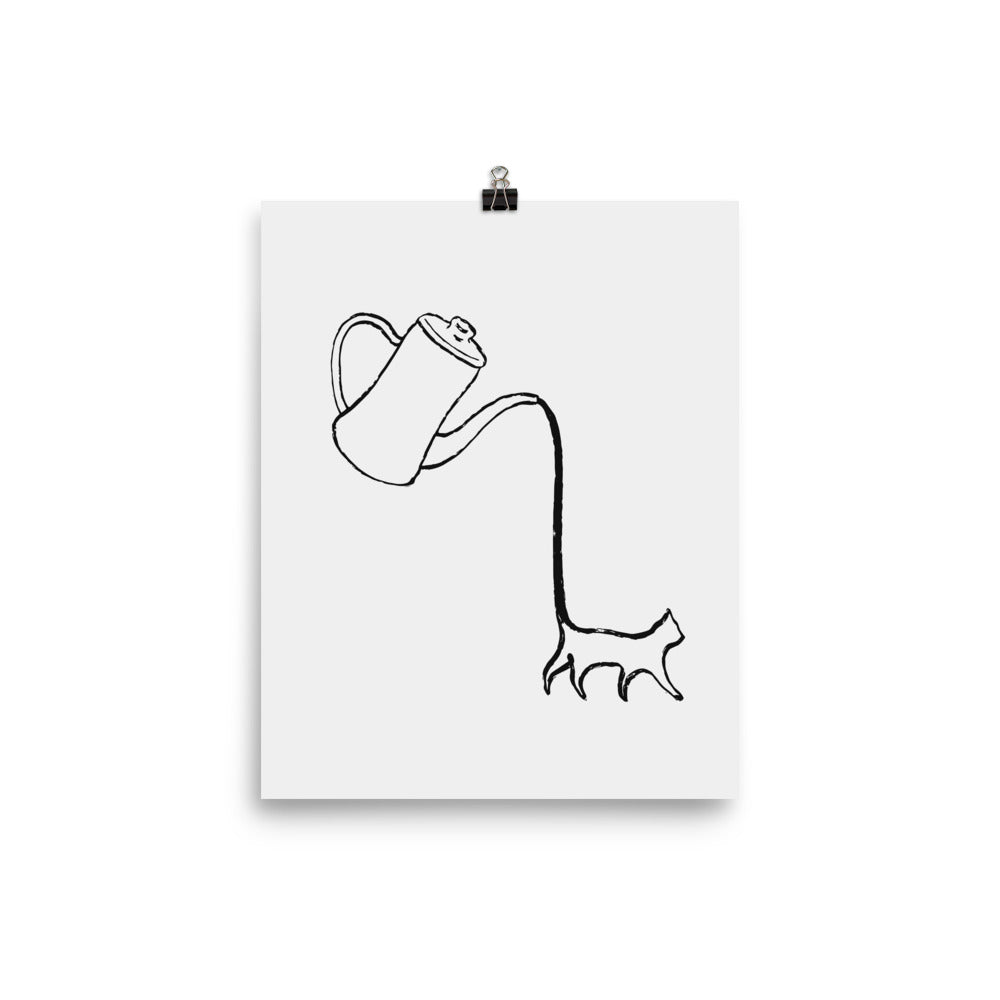 Coffee Cat 1: Long Black Tail - Art print