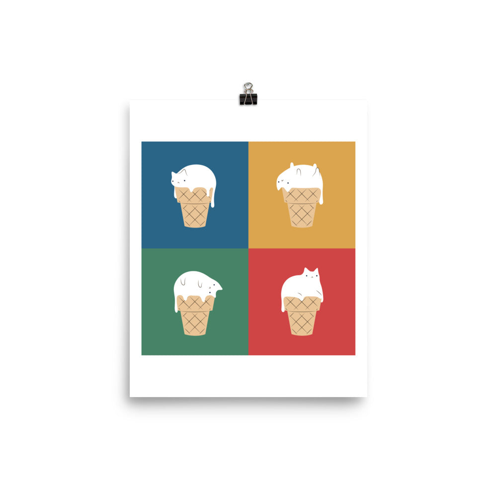 Ice Cream Cat 2x2 - Art print
