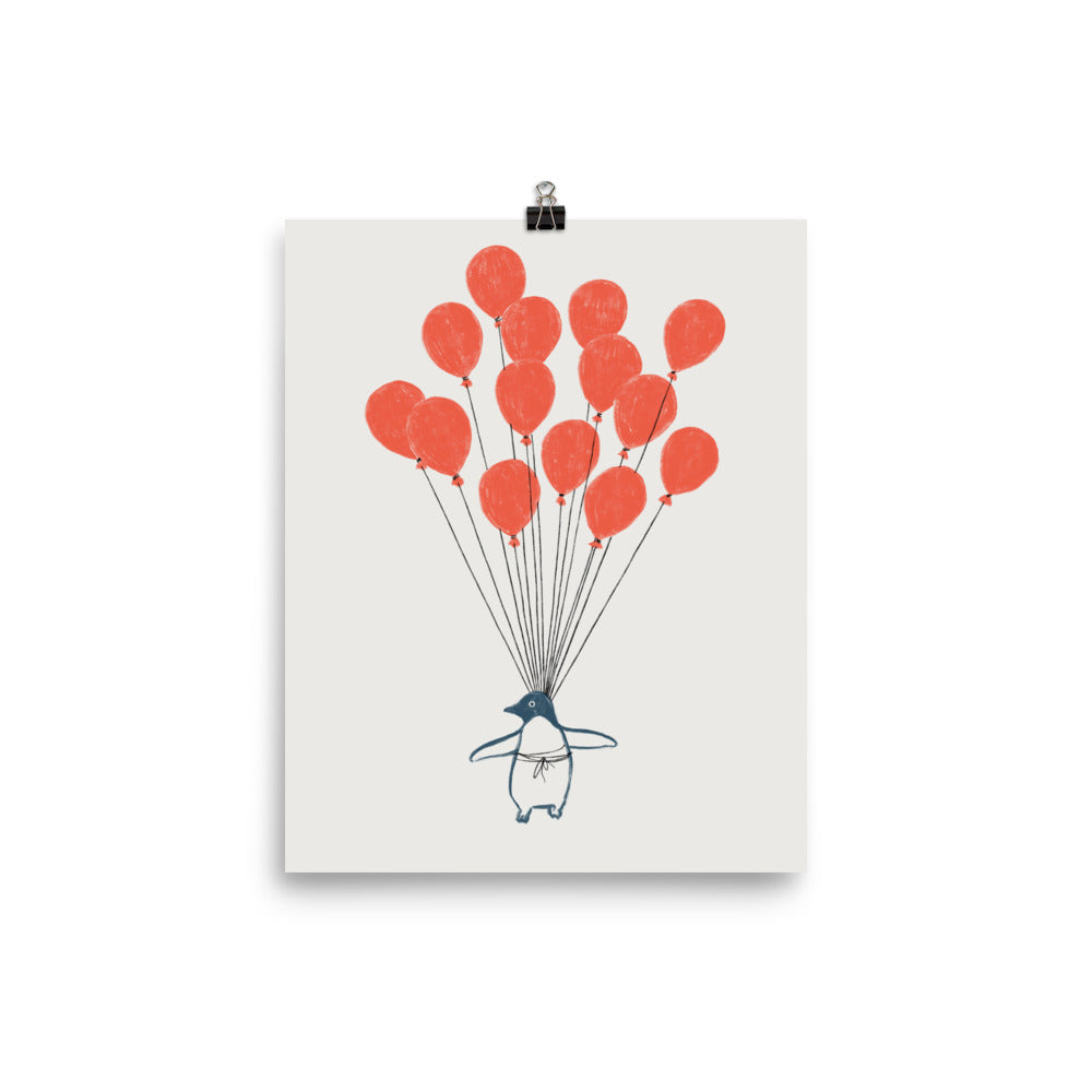Penguin Balloons - Art print