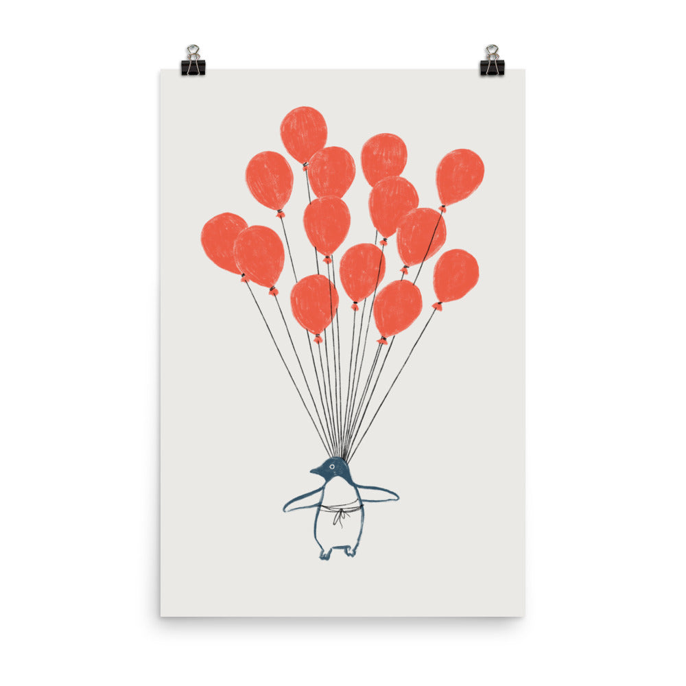 Penguin Balloons - Art print
