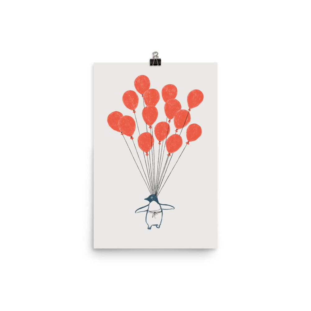 Penguin Balloons - Art print