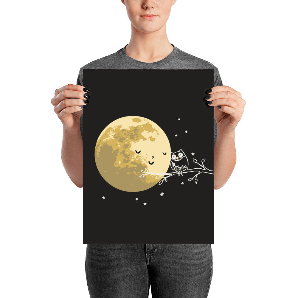 Owl and Moon - Art print