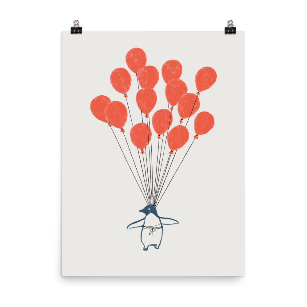 Penguin Balloons - Art print
