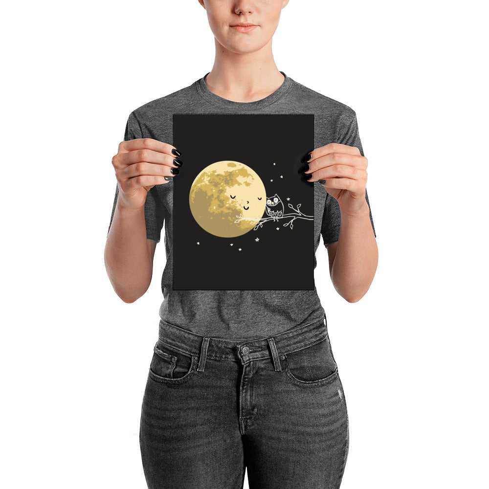 Owl and Moon - Art print