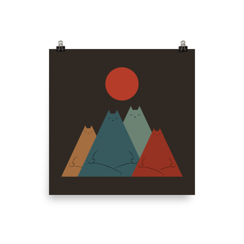 Cat Landscape 64: Group Meowditation - Art print