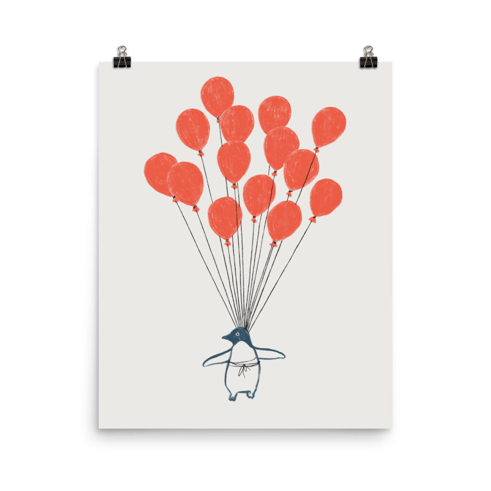 Penguin Balloons - Art print