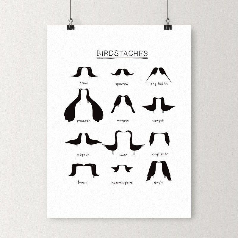 Birdstaches - Art print