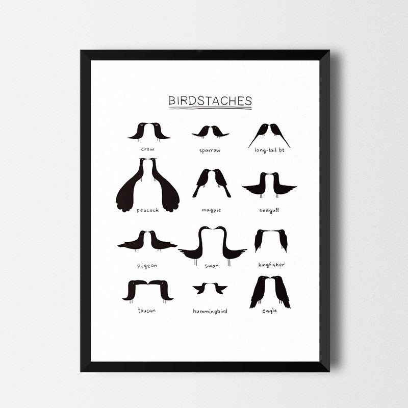 Birdstaches - Art print