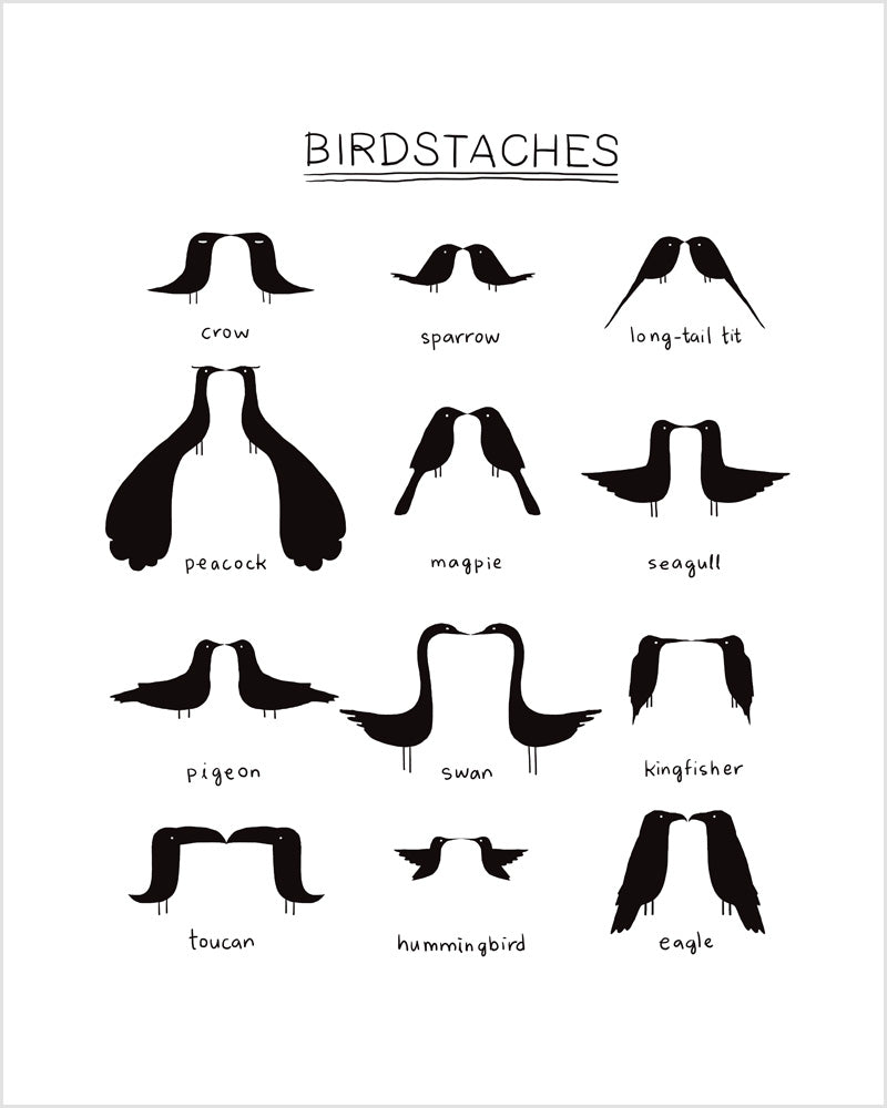 Birdstaches - Art print