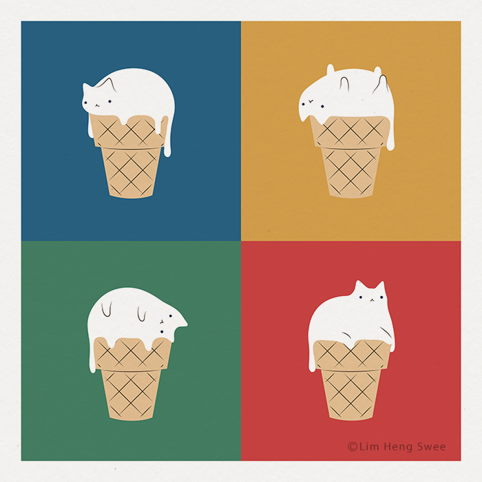 Ice Cream Cat 2x2 - Art print
