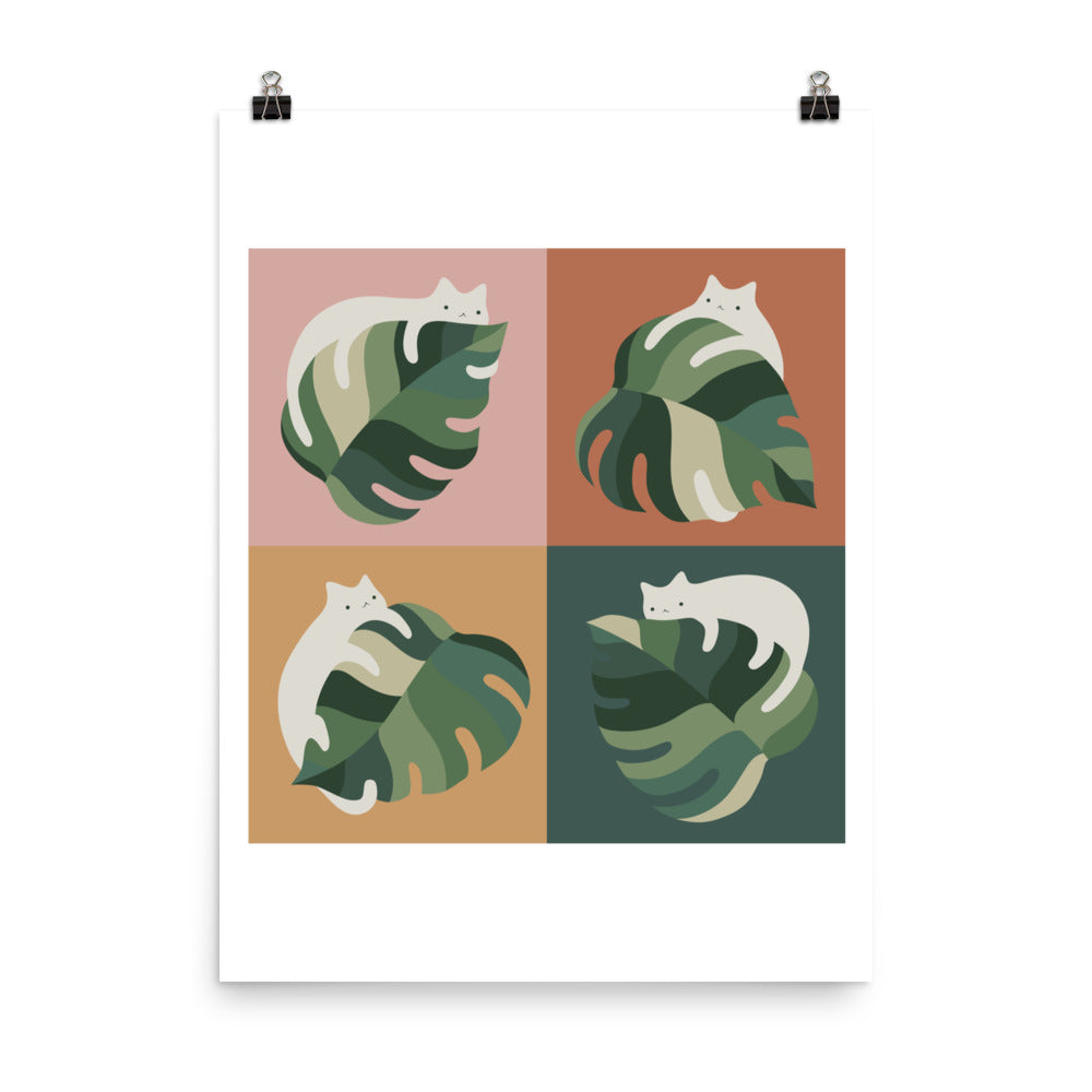 Cat and Monstera 2x2 - Art print