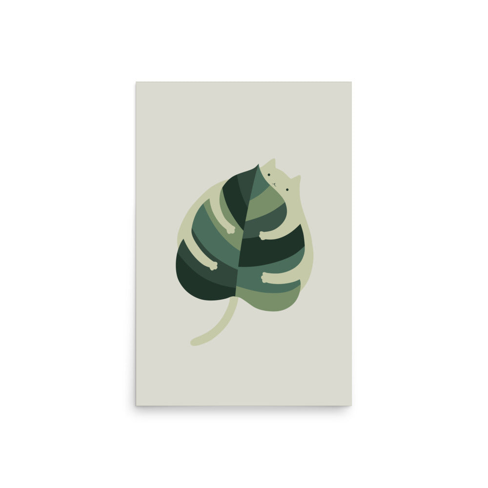 cats monstera Cat and Plant 1: Monstera Cat Hug - Art print | I Love Doodle