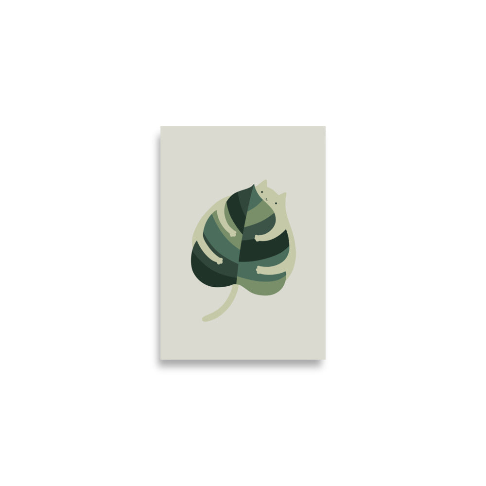 monstera plant cat Cat and Plant 1: Monstera Cat Hug - Art print | I Love Doodle
