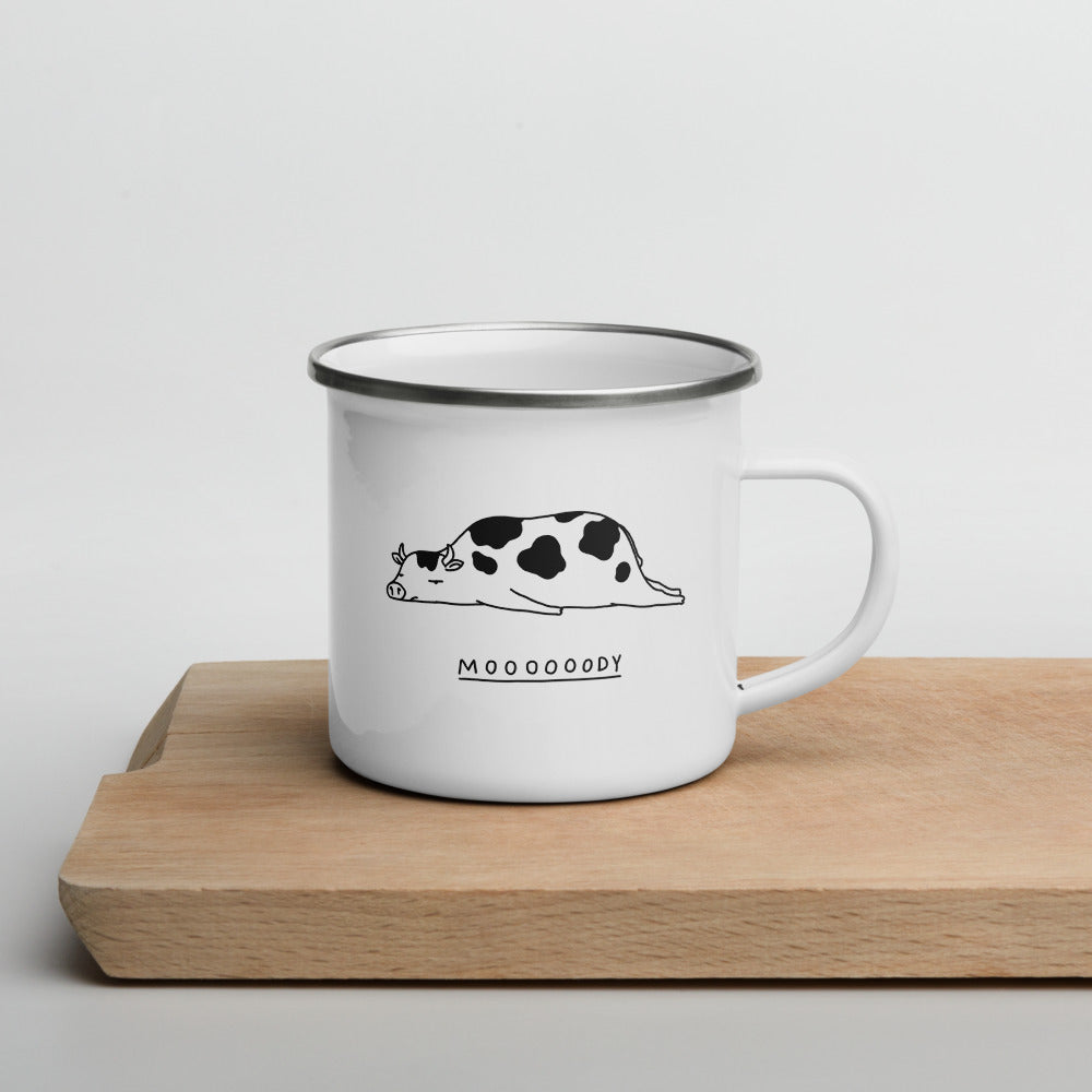 The Moody Animals: Cow - Enamel Mug