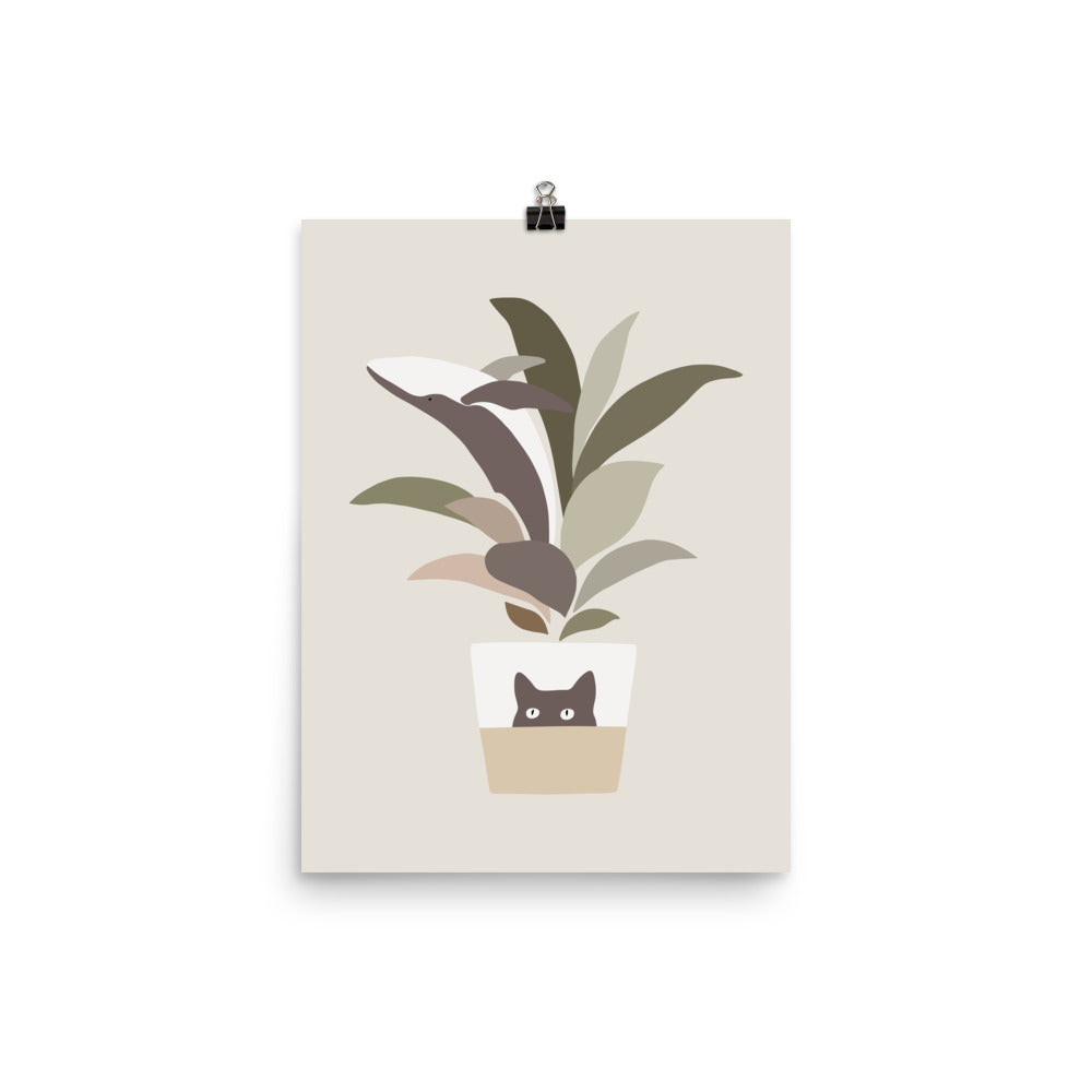Cat and Plant 29: A leaf of Whale - Art print