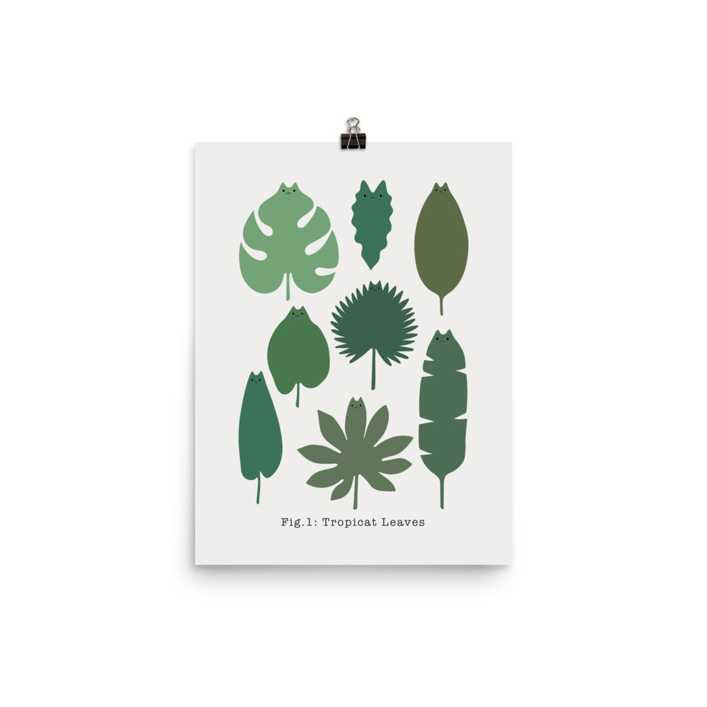 Cat and Plant 39: Tropical Leaves - Art print