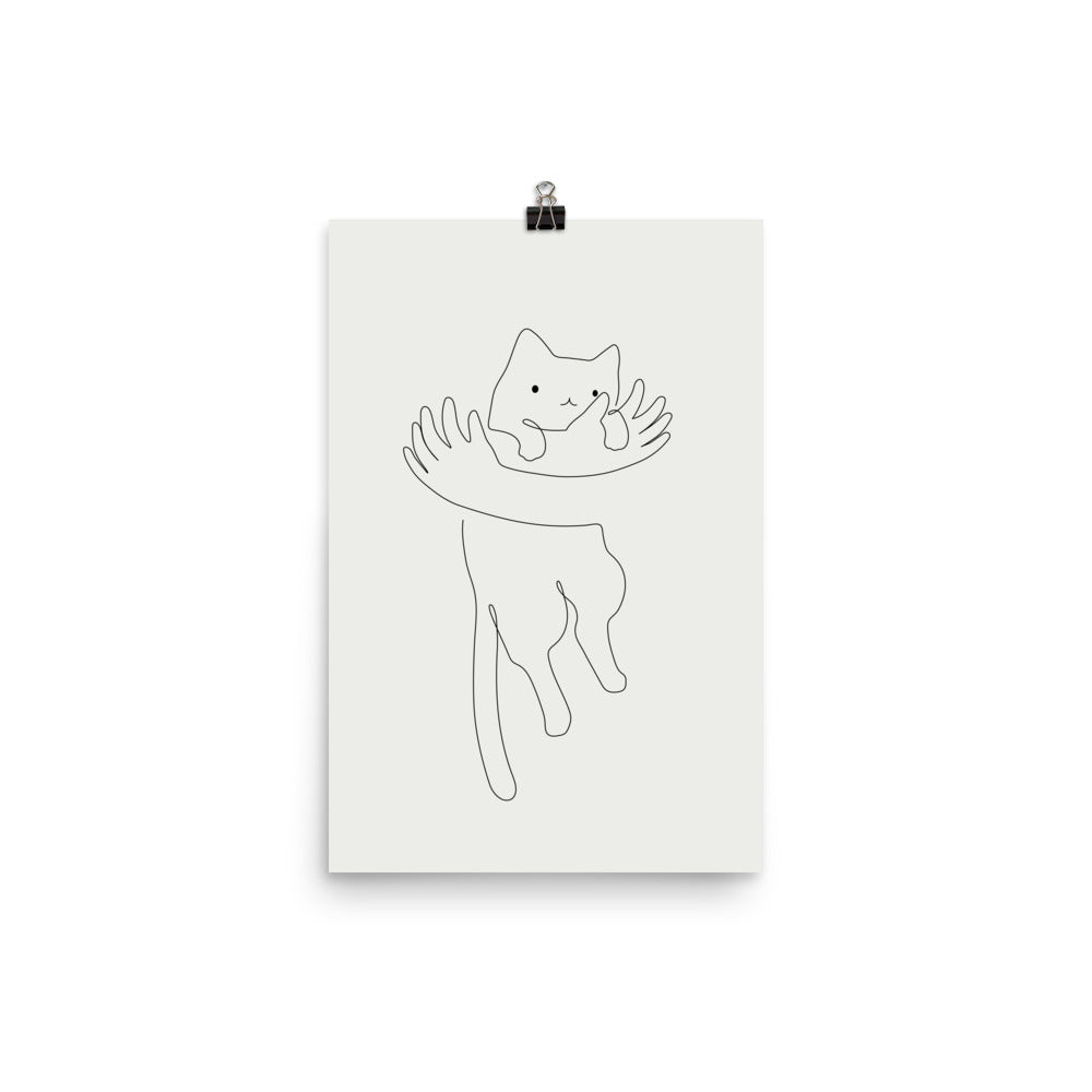 One Line Cat 2: Hug - Art print