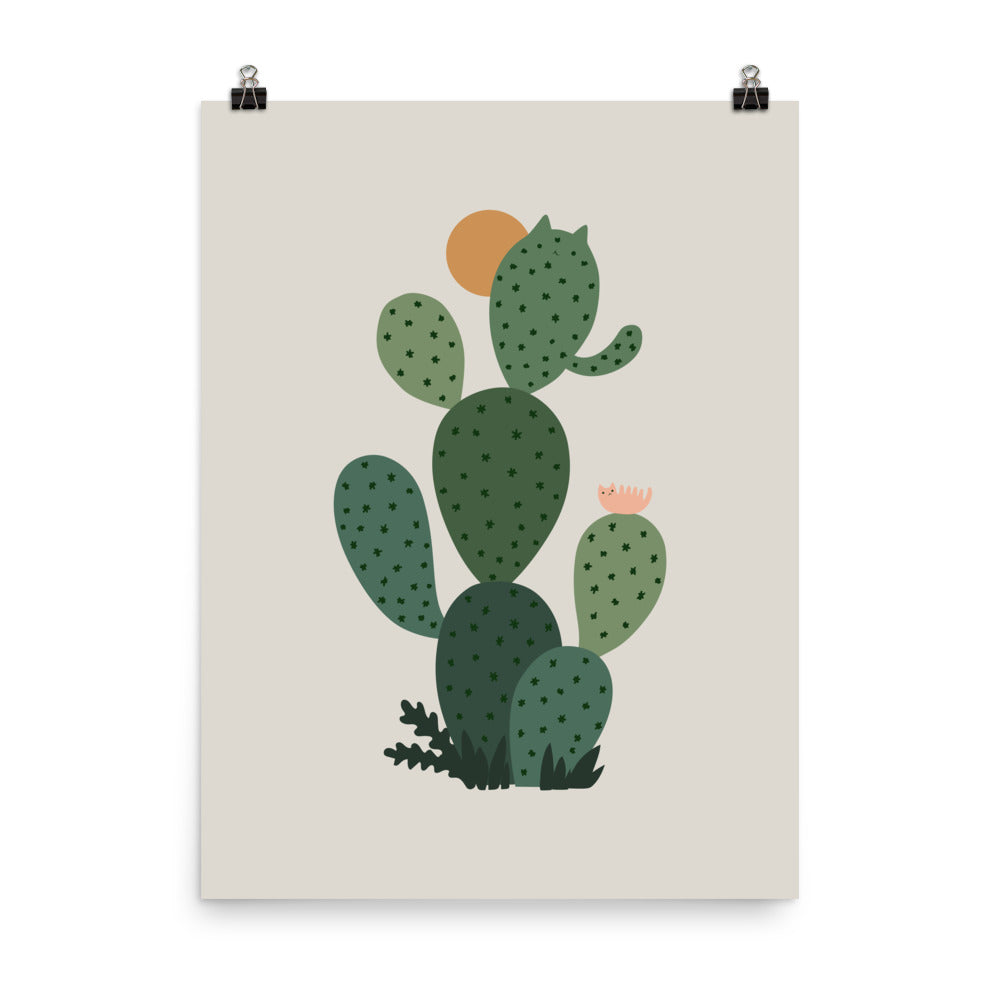 Cat and Plant 3: Cat-tus - Art print