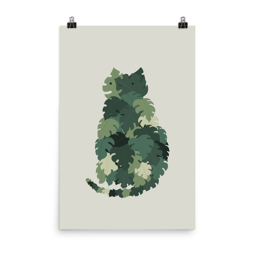 Cat and Plant 4: Meowstera - Art print