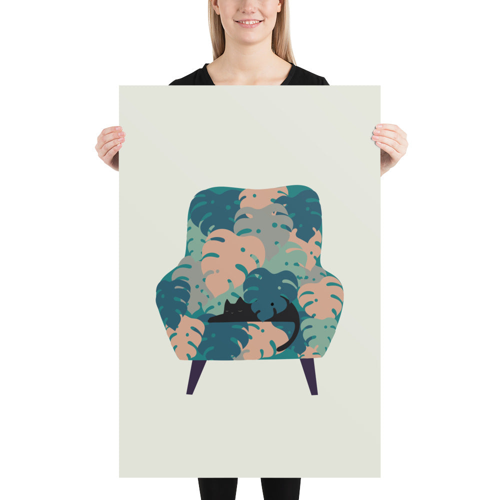 Cat and Plant 15 - Art print