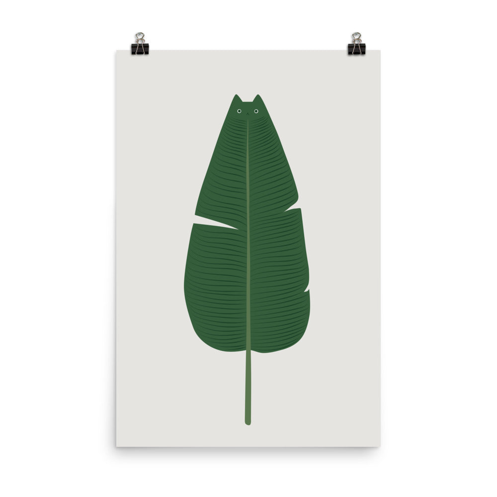 Cat and Plant 23: Meownana Leaf - Art print