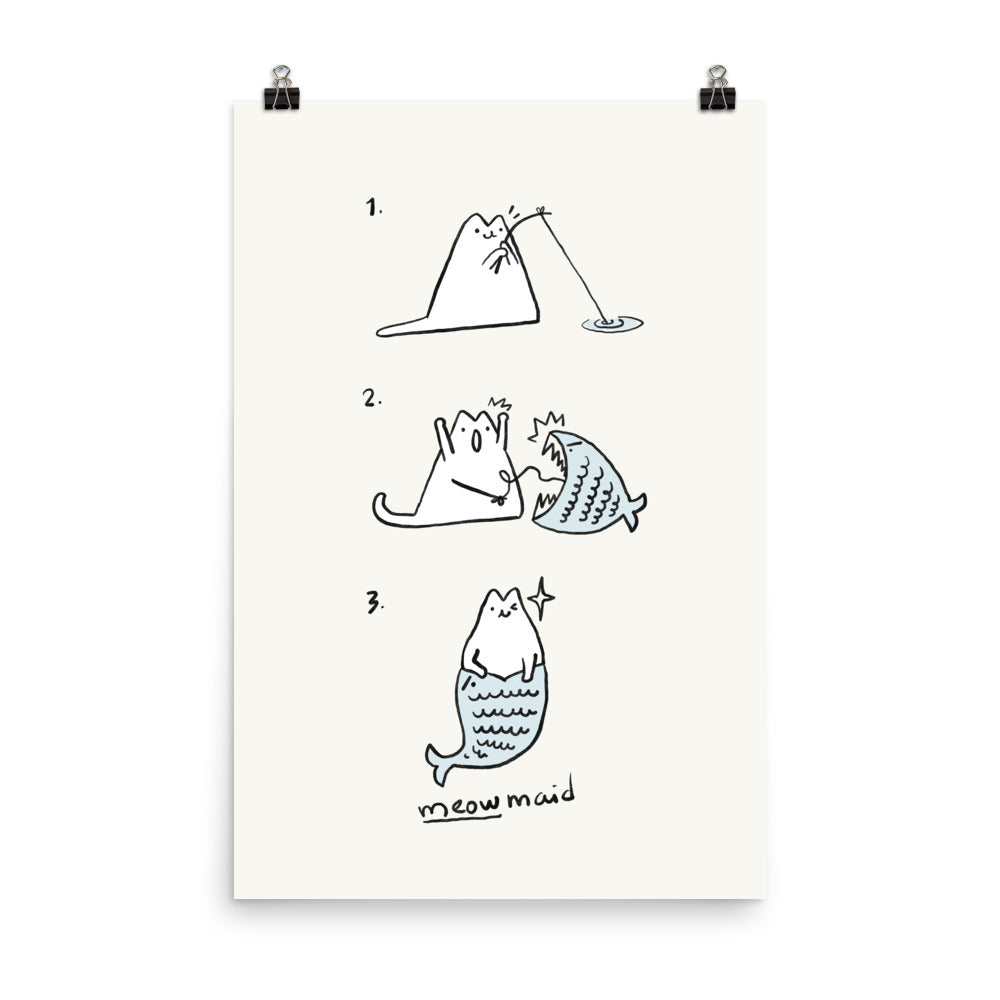 Cat Puns 3: Meowmaid - Art print