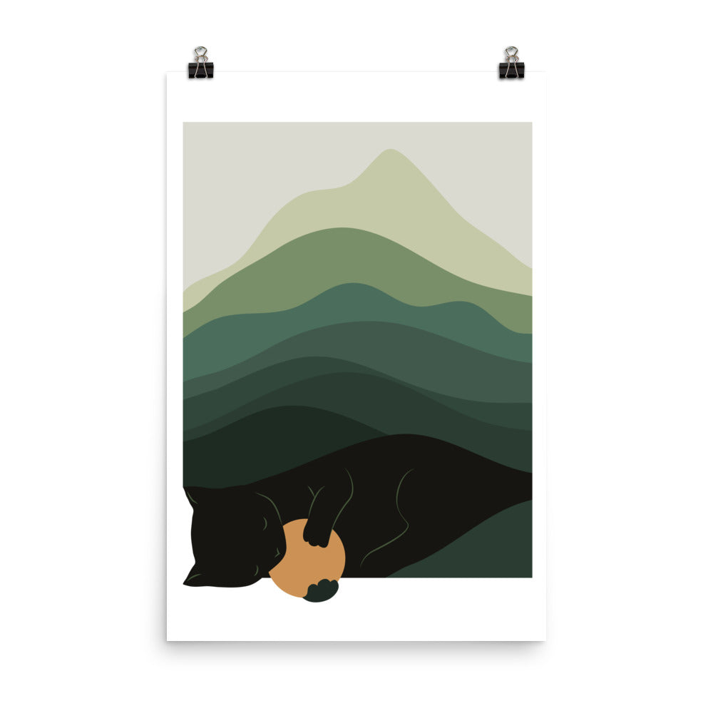 Cat Landscape 8B (Green Version) - Art print