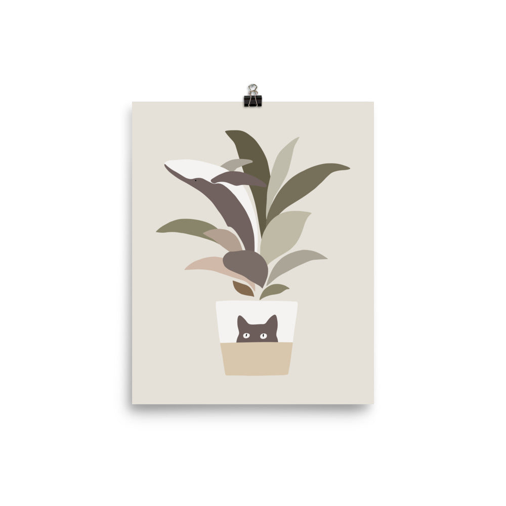 Cat and Plant 29: A leaf of Whale - Art print