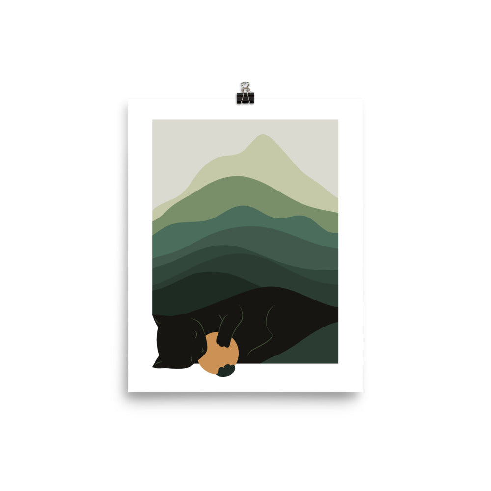 Cat Landscape 8B (Green Version) - Art print