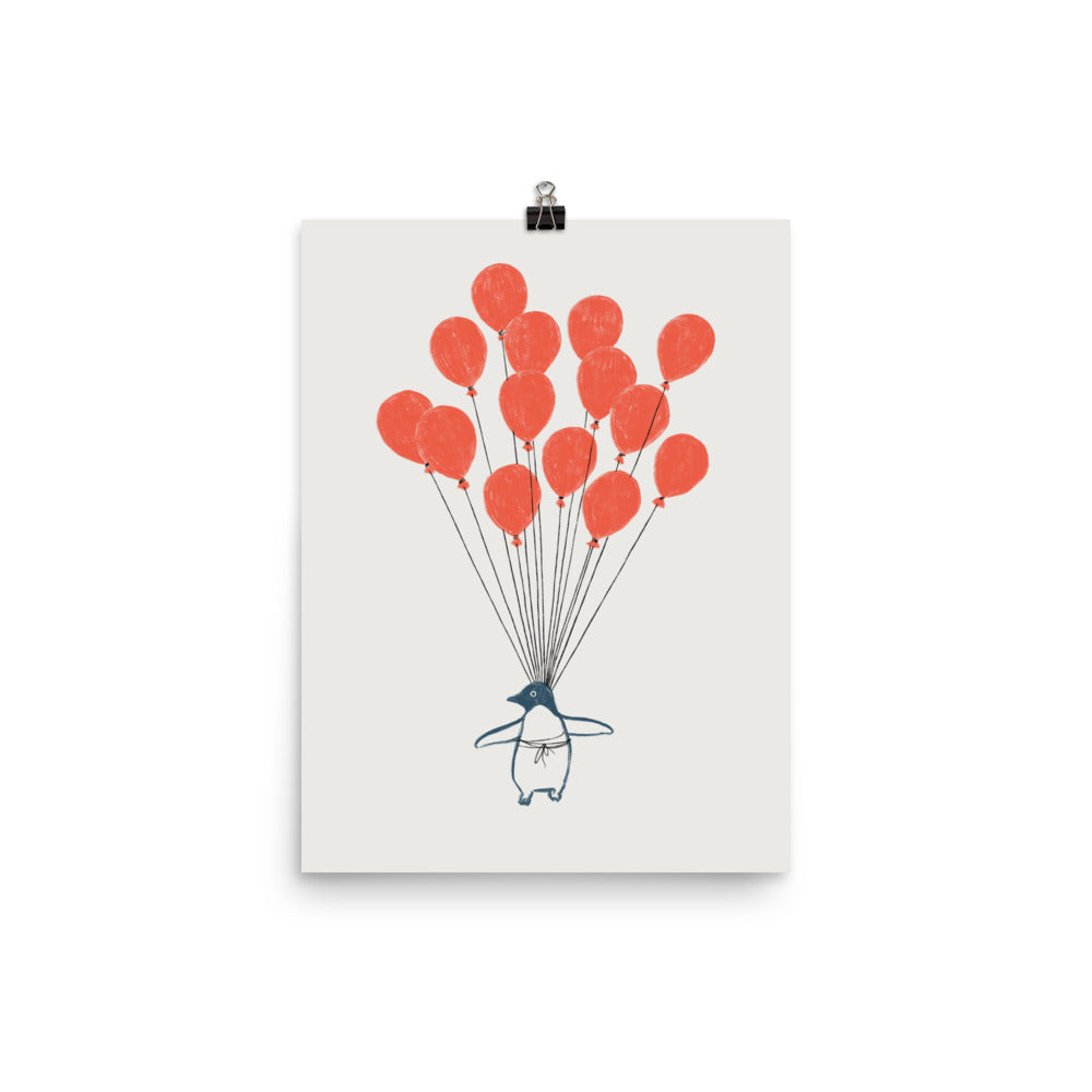 Penguin Balloons - Art print
