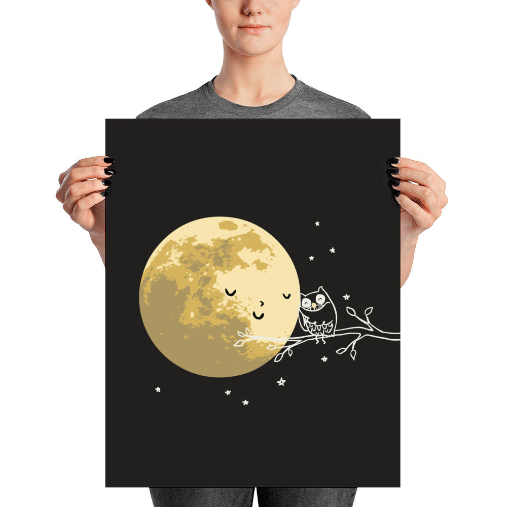 Owl and Moon - Art print